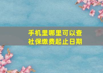 手机里哪里可以查社保缴费起止日期