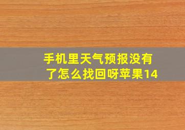 手机里天气预报没有了怎么找回呀苹果14