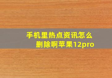 手机里热点资讯怎么删除啊苹果12pro