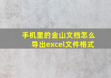 手机里的金山文档怎么导出excel文件格式