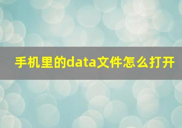 手机里的data文件怎么打开