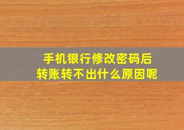 手机银行修改密码后转账转不出什么原因呢