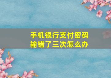 手机银行支付密码输错了三次怎么办