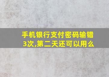 手机银行支付密码输错3次,第二天还可以用么