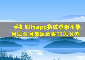 手机银行app指纹登录不能用怎么回事呢苹果12怎么办