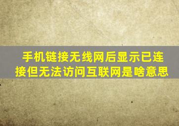 手机链接无线网后显示已连接但无法访问互联网是啥意思