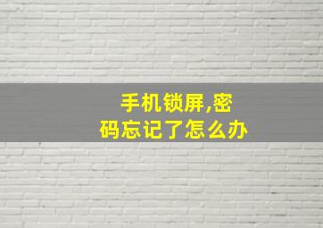 手机锁屏,密码忘记了怎么办