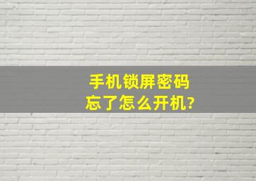 手机锁屏密码忘了怎么开机?