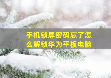 手机锁屏密码忘了怎么解锁华为平板电脑