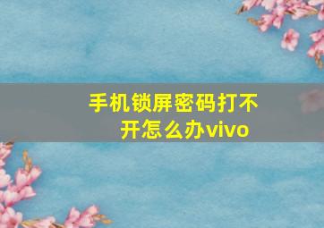 手机锁屏密码打不开怎么办vivo