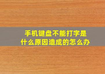 手机键盘不能打字是什么原因造成的怎么办