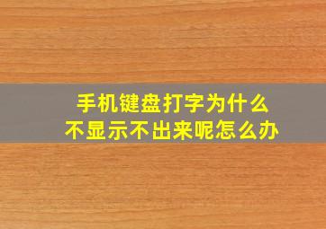 手机键盘打字为什么不显示不出来呢怎么办