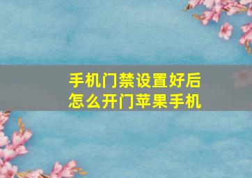 手机门禁设置好后怎么开门苹果手机