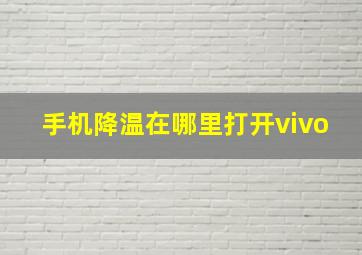 手机降温在哪里打开vivo