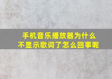 手机音乐播放器为什么不显示歌词了怎么回事呢