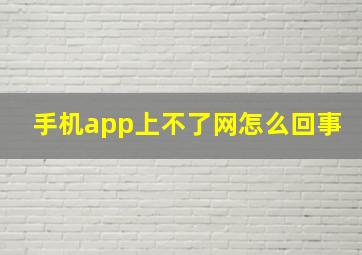 手机app上不了网怎么回事