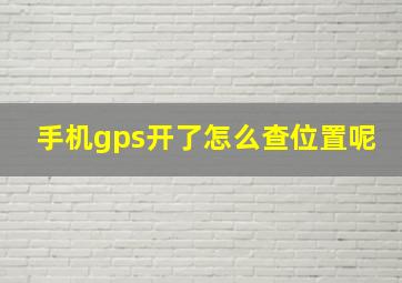 手机gps开了怎么查位置呢