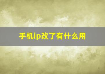 手机ip改了有什么用