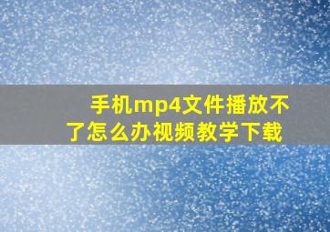 手机mp4文件播放不了怎么办视频教学下载