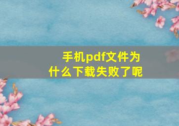 手机pdf文件为什么下载失败了呢