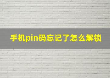 手机pin码忘记了怎么解锁