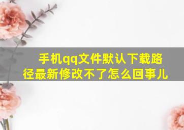 手机qq文件默认下载路径最新修改不了怎么回事儿