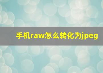 手机raw怎么转化为jpeg