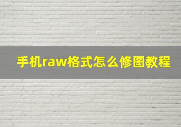 手机raw格式怎么修图教程