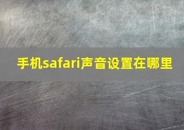 手机safari声音设置在哪里