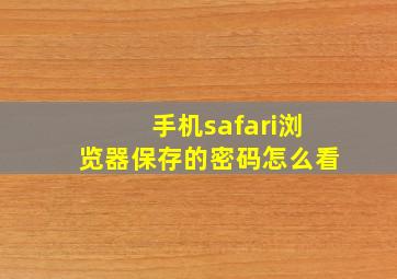 手机safari浏览器保存的密码怎么看