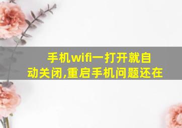 手机wifi一打开就自动关闭,重启手机问题还在