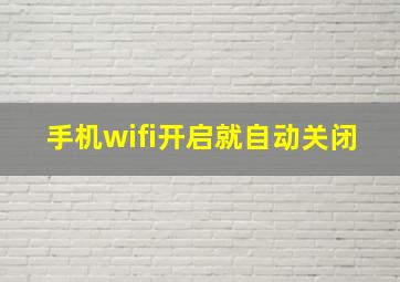 手机wifi开启就自动关闭