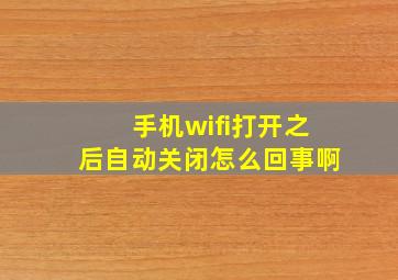 手机wifi打开之后自动关闭怎么回事啊