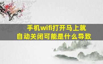 手机wifi打开马上就自动关闭可能是什么导致