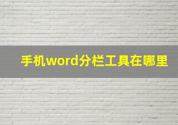 手机word分栏工具在哪里