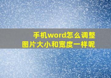 手机word怎么调整图片大小和宽度一样呢