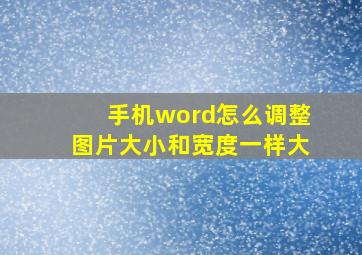 手机word怎么调整图片大小和宽度一样大