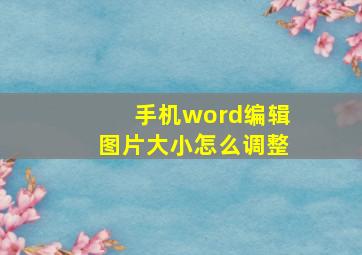 手机word编辑图片大小怎么调整