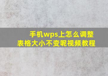 手机wps上怎么调整表格大小不变呢视频教程