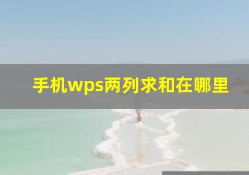 手机wps两列求和在哪里