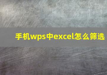 手机wps中excel怎么筛选