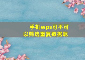 手机wps可不可以筛选重复数据呢