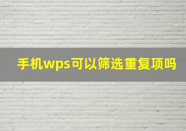 手机wps可以筛选重复项吗