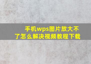 手机wps图片放大不了怎么解决视频教程下载