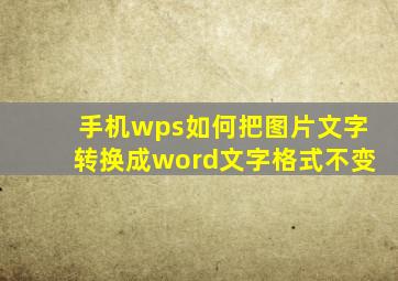 手机wps如何把图片文字转换成word文字格式不变