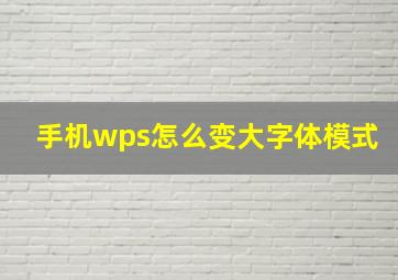 手机wps怎么变大字体模式