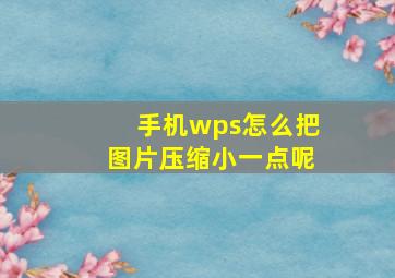 手机wps怎么把图片压缩小一点呢