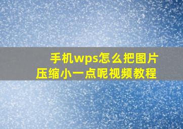 手机wps怎么把图片压缩小一点呢视频教程