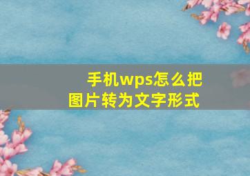 手机wps怎么把图片转为文字形式