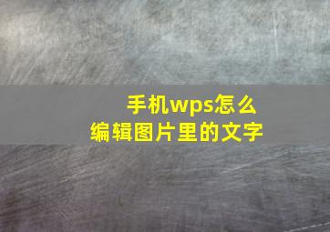 手机wps怎么编辑图片里的文字